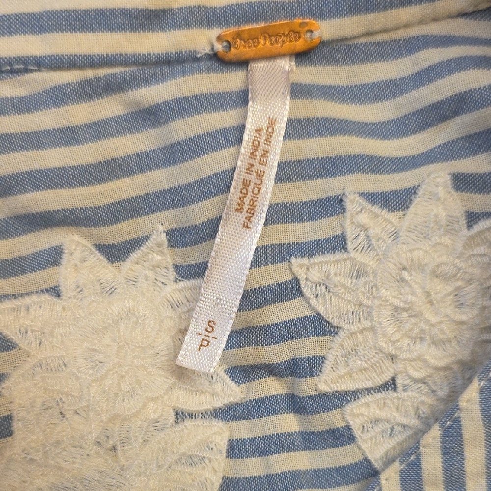 Free People Blue and White Striped Blouse - Picture 6 of 8